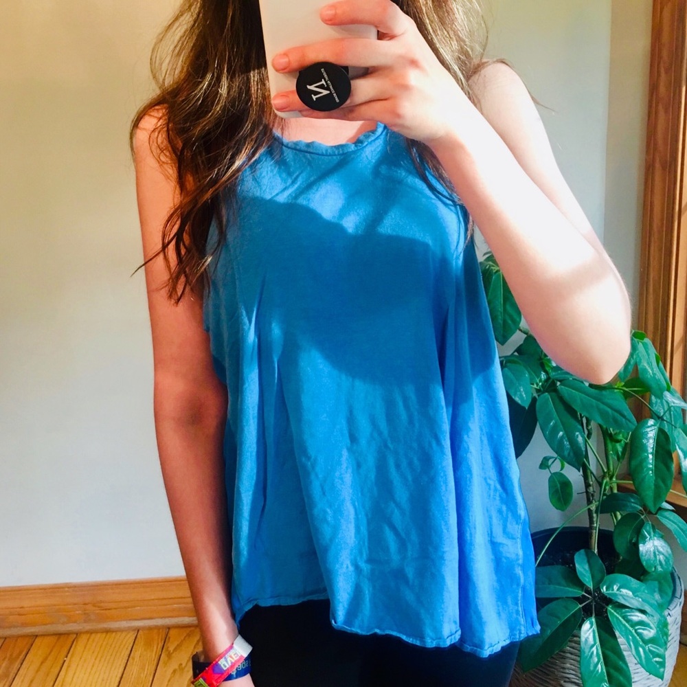 Frayed Sleeveless Sheer-Back High-Low Top